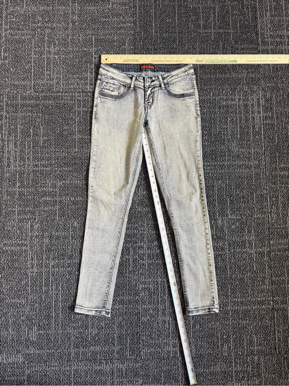 Women’s Bongo Skinny Jeans Acid Wash Embroidered Pockets Size 3 Y2K